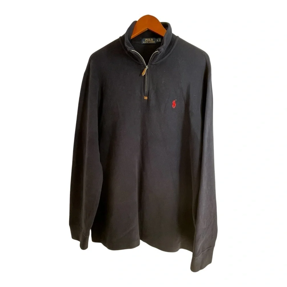 Polo by Ralph Lauren Navy Quarter-Zip Pullover Red Pony Size Large